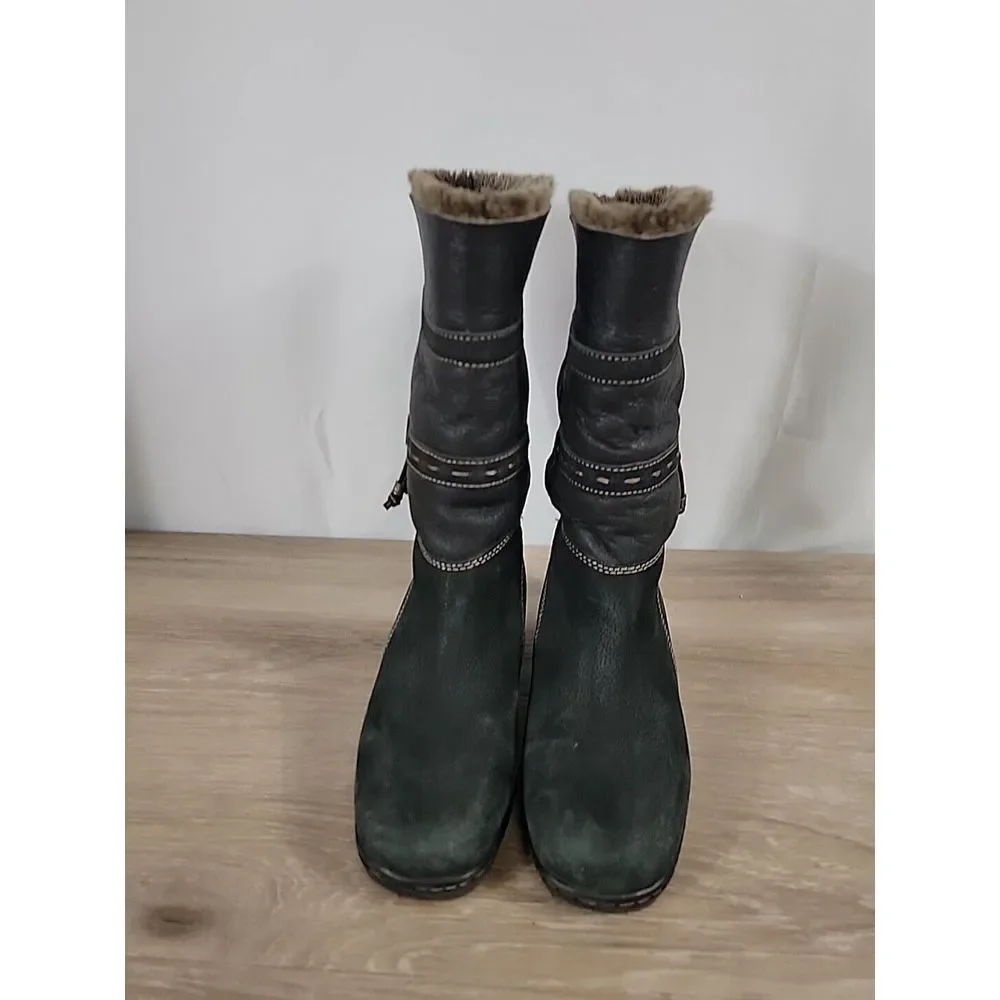 Blondo Black Suede Shearling Mouton Fur Waterproof‎ Boots US 7M #1232-41